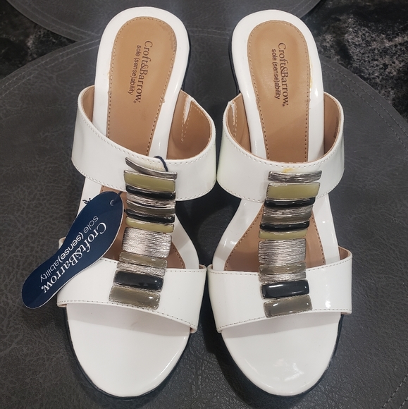 croft & barrow Shoes - White Slip On Heeled Sandals Croft & Barrow